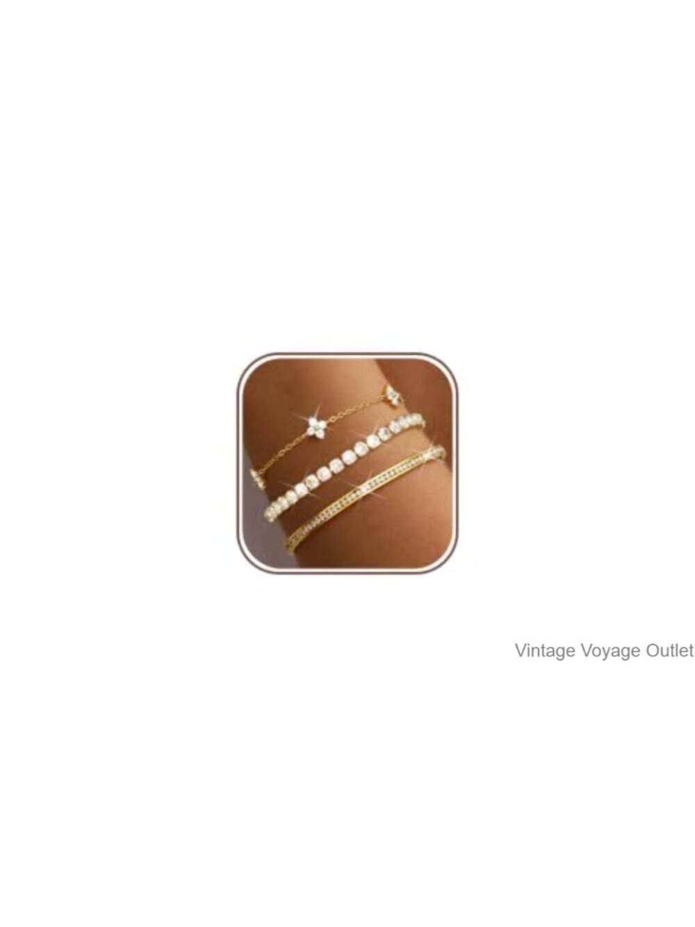 3 Pc Gold Plated Bracelet Set Non Tarnish Stack for Women